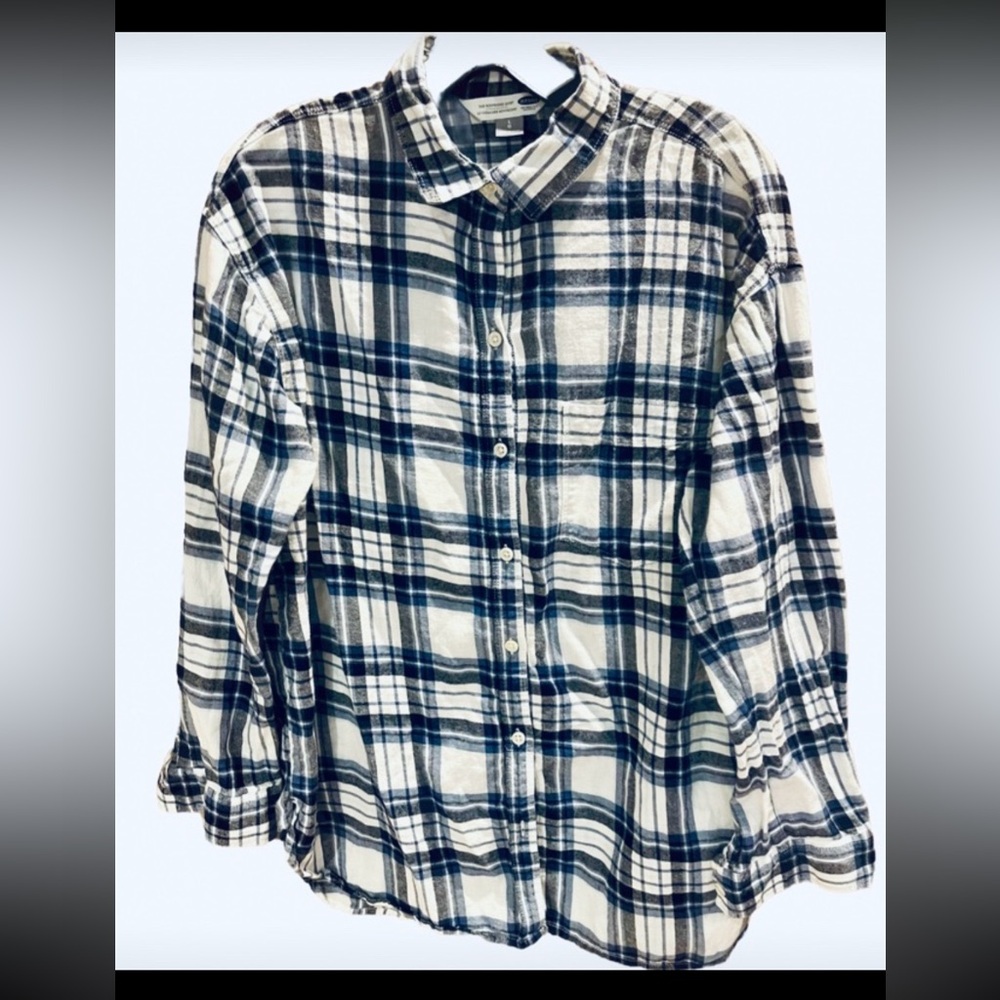 Old Navy Flannel Plaid Boyfriend Shirt Size Large